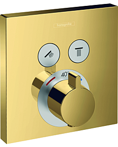 hansgrohe ShowerSelect Fertigmontageset 15763990 UP-Thermostat, für 2 Verbraucher, polished gold optic