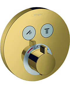 hansgrohe ShowerSelect S Fertigmontageset 15743990 UP-Thermostat, für 2 Verbraucher, polished gold optic