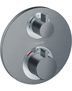 hansgrohe Ecostat S Fertigmontageset 15758340 UP-Thermostat, für 2 Verbraucher, brushed black chrome