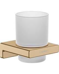 hansgrohe tumbler holder 41749140 with glass, wall mounting, metal, brushed bronze