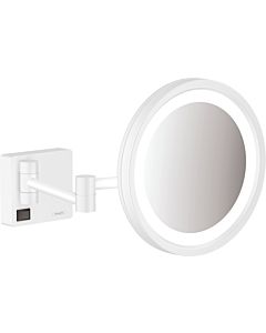 hansgrohe AddStoris shaving mirror 41790700, 3x magnification, with LED light, wall-mounted, matte white