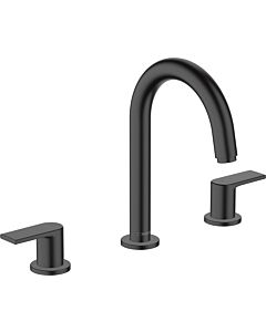 hansgrohe Vernis Shape 3-Loch-Waschtisch-Armatur 71563670 mit Zugstangen-Ablaufgarnitur, mattschwarz