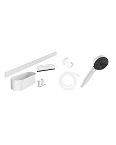 hansgrohe WallStoris set de douchette à main 24291700 3jet Activation EcoSmart, avec barre de douche, set d&#39;accessoires, blanc mat