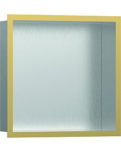 hansgrohe Niche murale XtraStoris 56097990 30x30x10cm, avec cadre design, acier inoxydable brossé, optique or poli