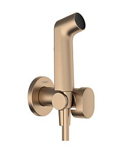 hansgrohe Bidette Shower Head 29232140 2000 Spray Type S Water Saving for Warm Water with Shower Head Holder and Shower Hose 125 cm, Brushed Bronze