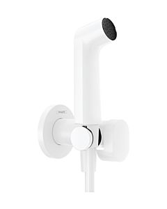 Pommeau de douche bidet hansgrohe 29232700 2000 Type de jet S Économie d&#39;eau pour eau chaude avec support de pommeau de douche et flexible de douche 125 cm, blanc mat