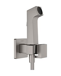 Pommeau de douche bidette hansgrohe 29233340 2000 Type de jet E Économie d&#39;eau pour eau chaude avec support de pommeau de douche et flexible de douche 125 cm, chrome noir brossé