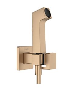 hansgrohe Bidette Shower Head 29233140 2000 Spray Type E Water Saving for Warm Water with Shower Head Holder and Shower Hose 125 cm, Brushed Bronze