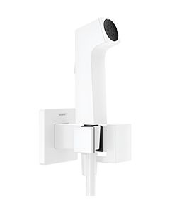 hansgrohe Bidette Handbrause 1jet 29233700 EcoSmart, mit Duschkopfhalterung und Duschschlauch 125 cm, Mattweiß