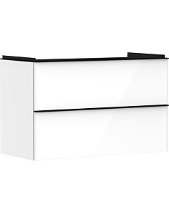 hansgrohe Xelu Q meuble sous-vasque 54031670 980x605x475mm, 2 tiroirs, blanc brillant, noir mat