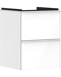 hansgrohe Xelu Q Waschtischunterschrank 54019700 480x605x475mm, für Handwaschbecken, 2 Schubladen, weiß hochglanz, mattweiß