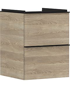 hansgrohe Xelu Q meuble sous-vasque 54021670 480x605x475mm, pour lave-mains , 2 tiroirs, chêne naturel, noir mat
