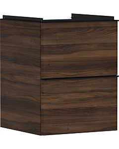 hansgrohe Xelu Q meuble sous-vasque 54022670 480x605x475mm, pour lave-mains , 2 tiroirs, noyer foncé, noir mat