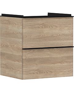 hansgrohe Xelu Q meuble sous-vasque 54025670 580x605x475mm, 2 tiroirs, chêne naturel, noir mat