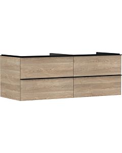 hansgrohe Xelu Q meuble sous-vasque 54088670 1360x485x550mm, 4 tiroirs, chêne naturel, noir mat
