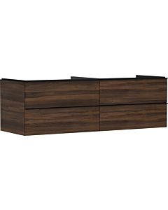 hansgrohe Xelu Q meuble sous-vasque 54093670 1560x485x550mm, 4 tiroirs, noyer foncé, noir mat