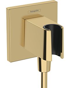 hansgrohe Fixfit raccordement mural 26889990 carré, avec support de douche, optique or poli