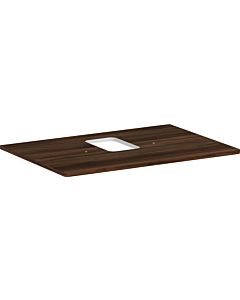 hansgrohe Xelu Q console 54120630 780 x 550 mm, découpe au milieu, vasque à poser avec trou pour robinetterie, noyer foncé