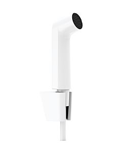 hansgrohe Bidette Duschkopf 29238700 1 Strahlart S wassersparend mit Porter S Duschkopfhalterung und Duschschlauch 125 cm, Mattweiß