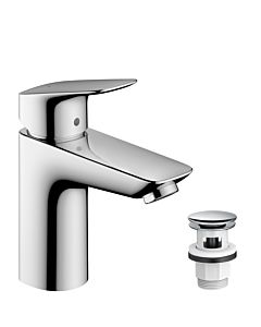 hansgrohe Logis Waschtischarmatur 71107000 Push Open Ablaufgarnitur, Wasserhahn