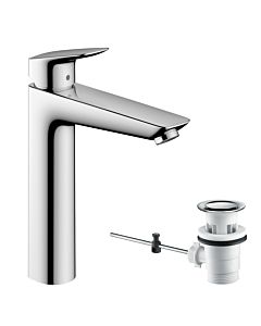 hansgrohe Logis 190 Waschtisch Armatur 71090000 chrom, Höhe 289 mm, Zugstangen Ablaufgarnitur
