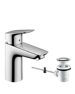 hansgrohe Logis 100 Waschtisch Armatur 71100000 chrom, Ablaufgarnitur, Höhe 18,7 cm