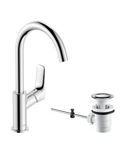 hansgrohe Logis 210 Waschtisch Armatur 71130000 chrom, Höhe 289 mm, Schwenkauslauf, Ablaufgarnitur