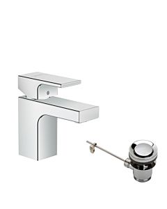 hansgrohe Vernis Shape Waschtischarmatur 71566000 mit Metall Zugstangen-Ablaufgarnitur, chrom