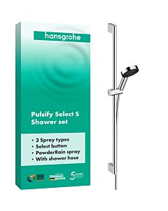 hansgrohe Pulsify Select S Brauseset 24170000 3jet, Relaxation, mit Brausestange 90cm, chrom