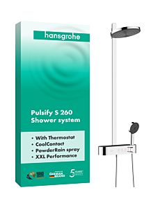 hansgrohe Pulsify S Showerpipe 24240000 mit Brausethermostat Shower Tablet Select 400, chrom