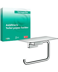 hansgrohe AddStoris Papierrollenhalter 41772000 mit Ablage, Wandmontage, Metall, chrom