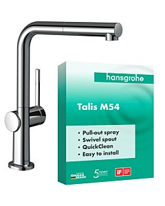 hansgrohe Talis kitchen faucet 72808000 pull-out spout, 1jet, chrome