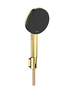 hansgrohe Raindance Alive Select S ensemble de support de pommeau de douche 24611990 pommeau de douche 125 mm, 3 types de jets économie d&#39;eau avec flexible de douche textile Designflex 160 cm, aspect or poli