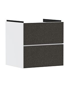 Meuble vasque Hansgrohe Xevolos E 54175660 580 x 555 x 475 mm, 2 tiroirs, blanc mat, revêtement textile gris foncé