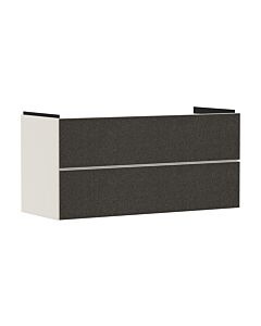 Meuble vasque Hansgrohe Xevolos E 54185660 1180 x 555 x 475 mm, 2 tiroirs, beige sable mat, revêtement textile gris foncé
