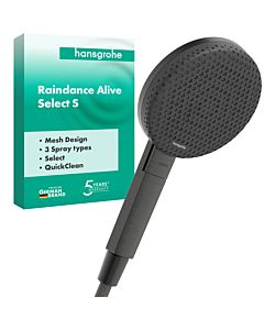 Pommeau de douche hansgrohe Raindance Alive Select S 24500340 125 mm, 3 modes de jet, chrome noir brossé