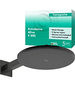 Pommeau de douche Alive S 24540340 2 modes hansgrohe pulvérisation avec bras Raindance douche, chrome noir brossé