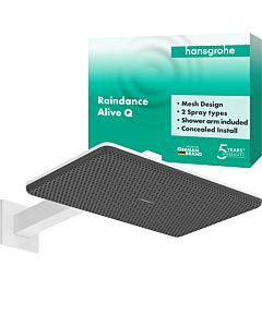 hansgrohe Raindance Alive Q shower head 24550700 2 jet modes with shower arm, matt white