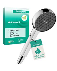 hansgrohe Activera Select S shower head 28033000 2 jet types water-saving, Ø 95mm, 7.2 l/min, chrome