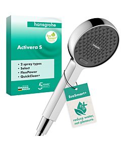 hansgrohe Activera Select S Duschkopf 28034000 2 Strahlarten wassersparend+, Ø95mm, EcoSmart, 5,7 l/min, chrom