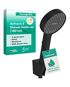 Set de support de pommeau de douche hansgrohe Activera Select S 95 28054670 2jets, Ø 95 mm, flexible de douche 1600 mm, noir mat
