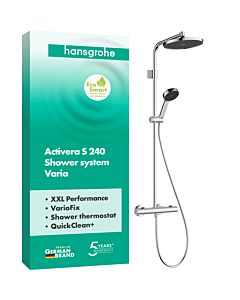 hansgrohe Activera S Duschsystem 240 1jet 28078000  EcoSmart mit Ecostat Fine Varia Thermostat, wassersparend 8 l/min, chrom