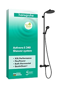 hansgrohe Activera S Duschsystem 240 28871670 1 Strahlart wassersparend mit Wannenthermostat Ecostat Fine, mit Wannenthermostat Ecostat Fine, schwarz matt