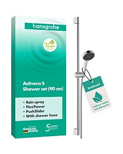 hansgrohe Activera S Duschset 95 28042000 1 Strahlart wassersparend mit Duschstange 90 cm, chrom