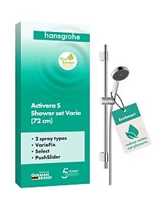 Ensemble de douche hansgrohe Activera Select S 28048000 2 types de jets à économie d&#39;eau avec barre de douche Varia, Ø 95 mm, version 72, chromé