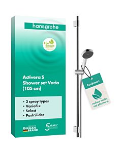 hansgrohe Activera Select S shower set 28050000 2 jet types water-saving with shower rail Varia, Ø 95mm, version 105, chrome