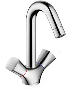 hansgrohe Logis 2-Griff Waschtischarmatur 71222000 chrom, mit Zugstangen-Ablaufgarnitur