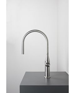 Herzbach Living single lever sink mixer 17.136200. 2000 .09 with swiveling spout, side handle, brushed stainless steel