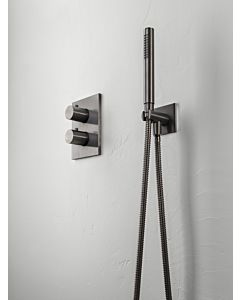 Herzbach Design iX PVD Wannenset 21.914400.2.40 Black Steel, integriertem Brauseanschlussbogen, Brauseschlauch 1.250mm