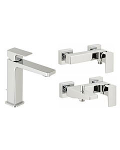 Herzbach Ceo Badarmaturen Set Waschtisch, Wanne, Dusche